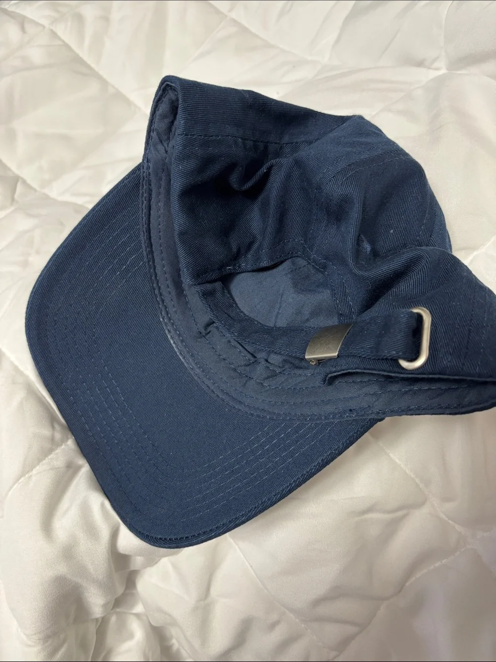 Navy Baseball Cap with Red Heart Embroidery